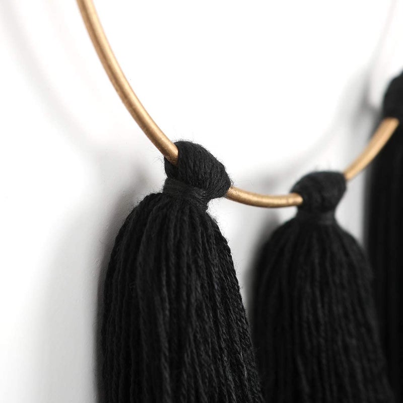 IOWER Boho Wall Decor Black Macrame Wall Hanging Metal Art Cute Home Small Decor for Livingroom Bedroom12 H - Image 5